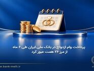 پرداخت وام ازدواج در بانک ملی ایران طی ۶ ماه از مرز ۲۶ همت عبور کرد