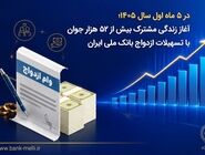 در ۵ ماه اول سال ۱۴۰۵؛ آغاز زندگی مشترک بیش از ۵۲ هزار جوان با تسهیلات ازدواج بانک ملی ایران